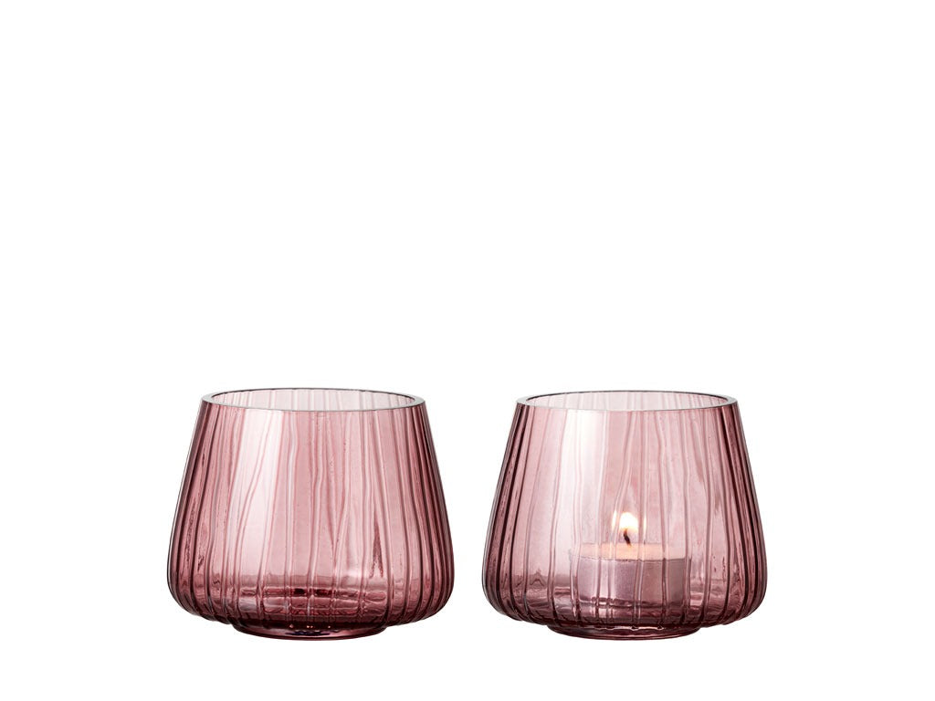 Tealight holder Kusintha 7.5cm 2 pcs Pink Glass