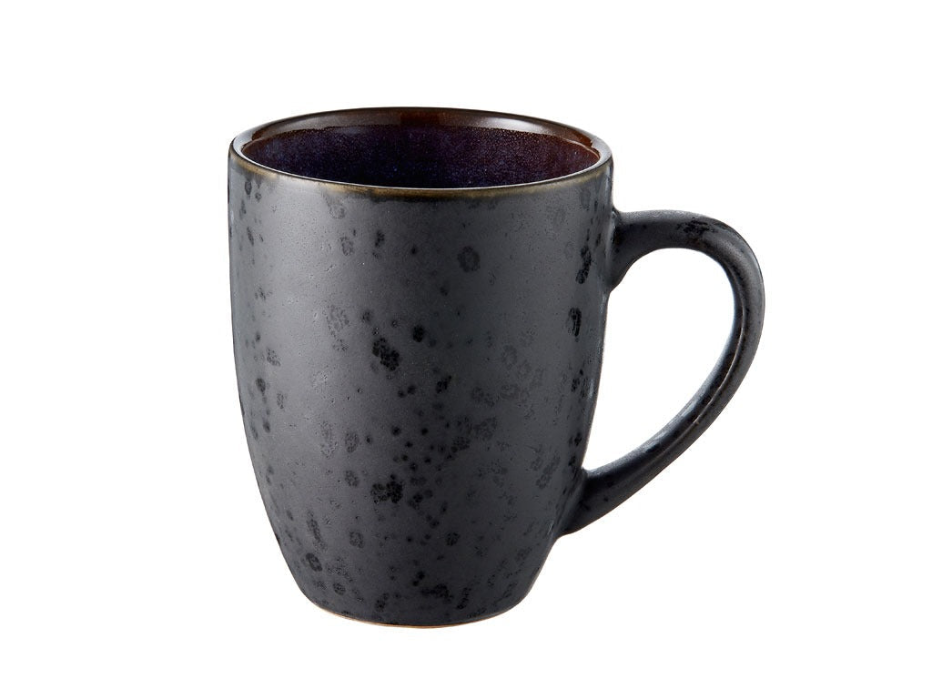 Mug 30cl w.handle black/D.blue