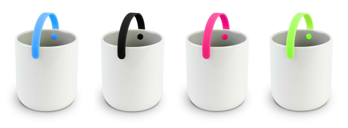 Promenade - Set of 4 porcelain tea cups diam 7 cm with multi colors handles