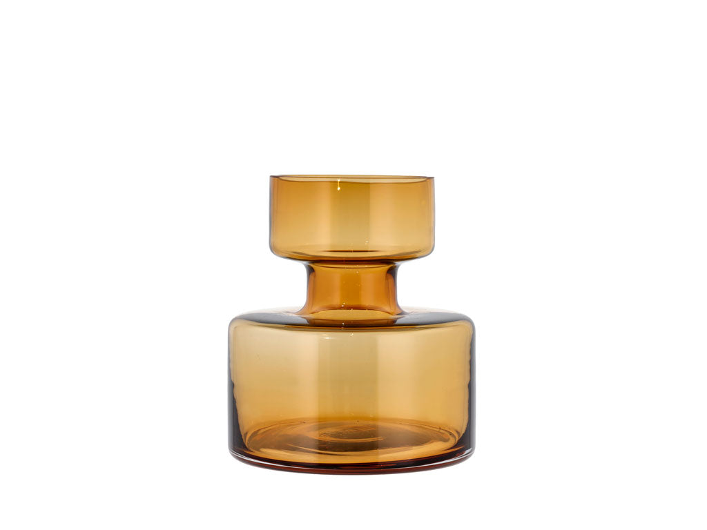 Vase Tubular 20 cm Amber Glass