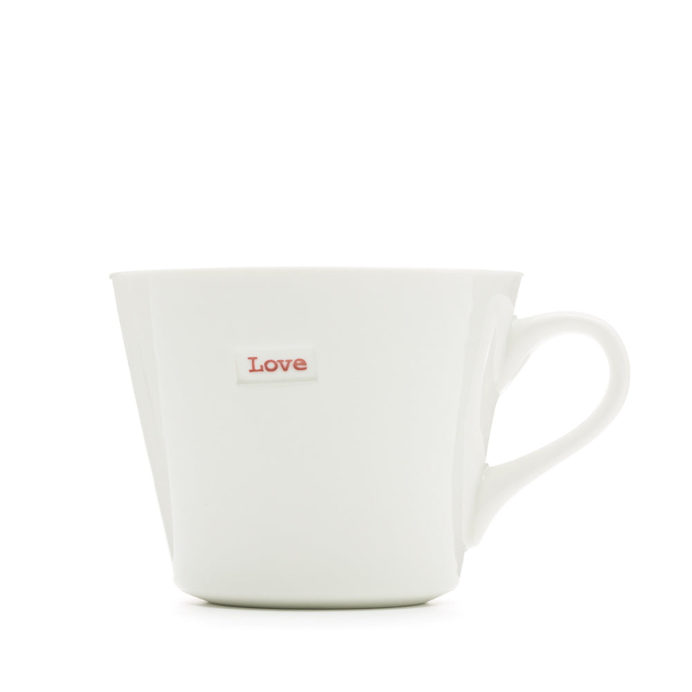 Keith Brymer Jones - Word Range - Standard Ceramic White Mug - love (red) - 350ml - Gift Boxed
