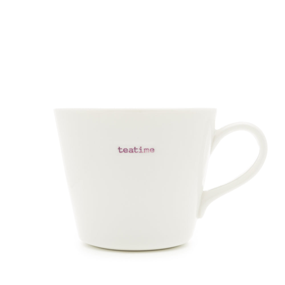 Keith Brymer Jones - Word Range - Standard Ceramic White Mug - teatime - 350ml - Gift Boxed