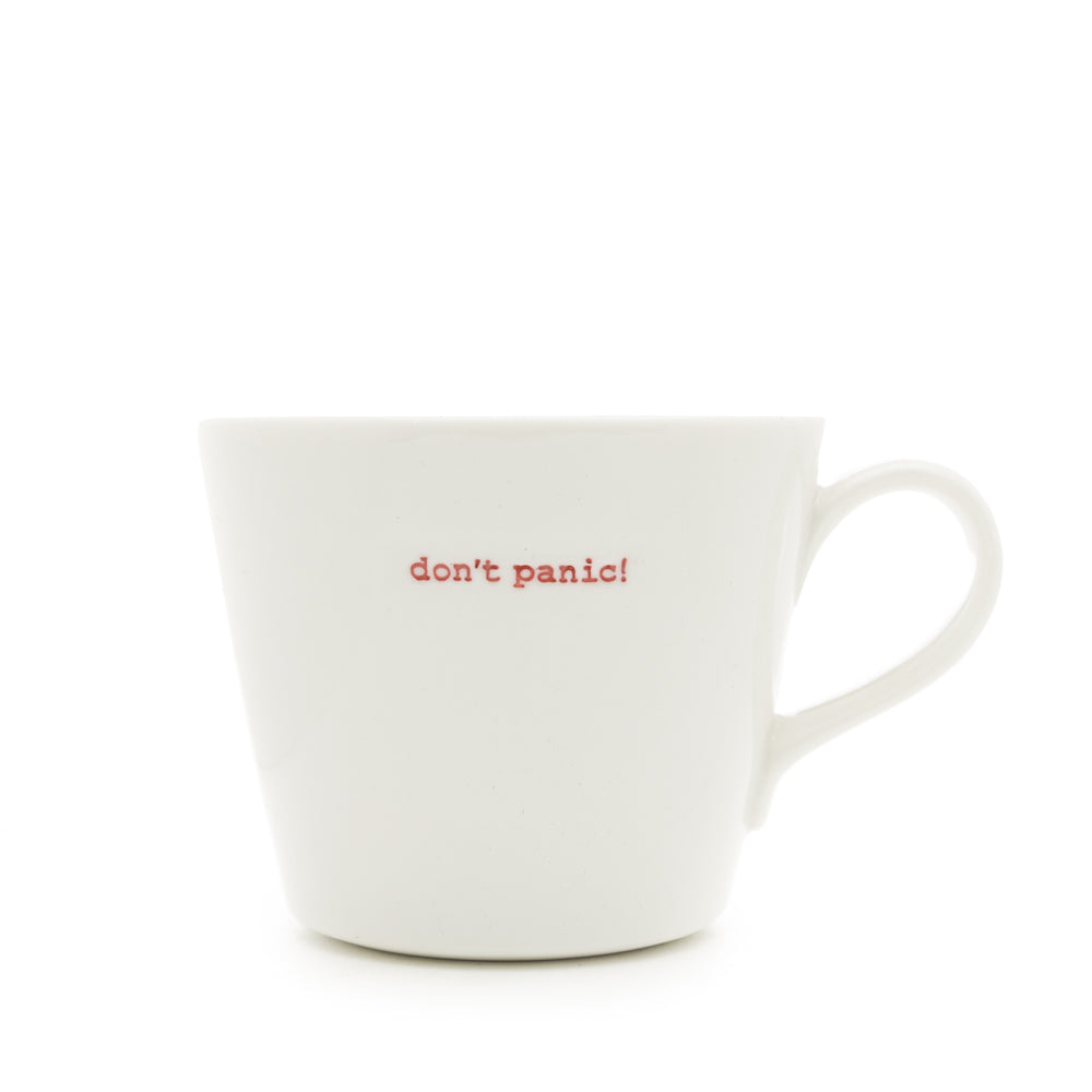 Keith Brymer Jones - Word Range - Standard Ceramic White Mug - don't panic! - 350ml - Gift Boxed