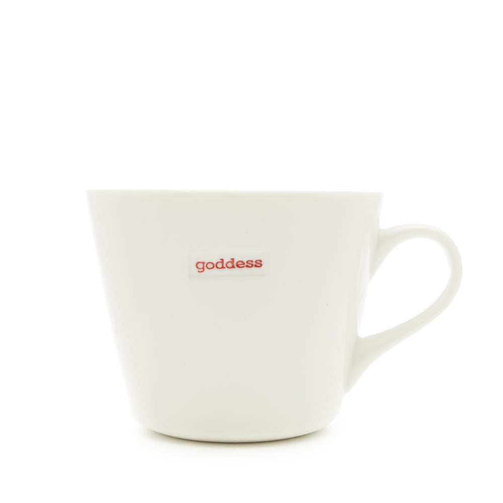 Keith Brymer Jones - Word Range - Standard Ceramic White Mug - goddess - 350ml - Gift Boxed