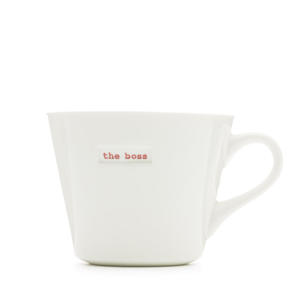 Keith Brymer Jones - Word Range - Standard Ceramic White Mug - the boss - 350ml - Gift Boxed