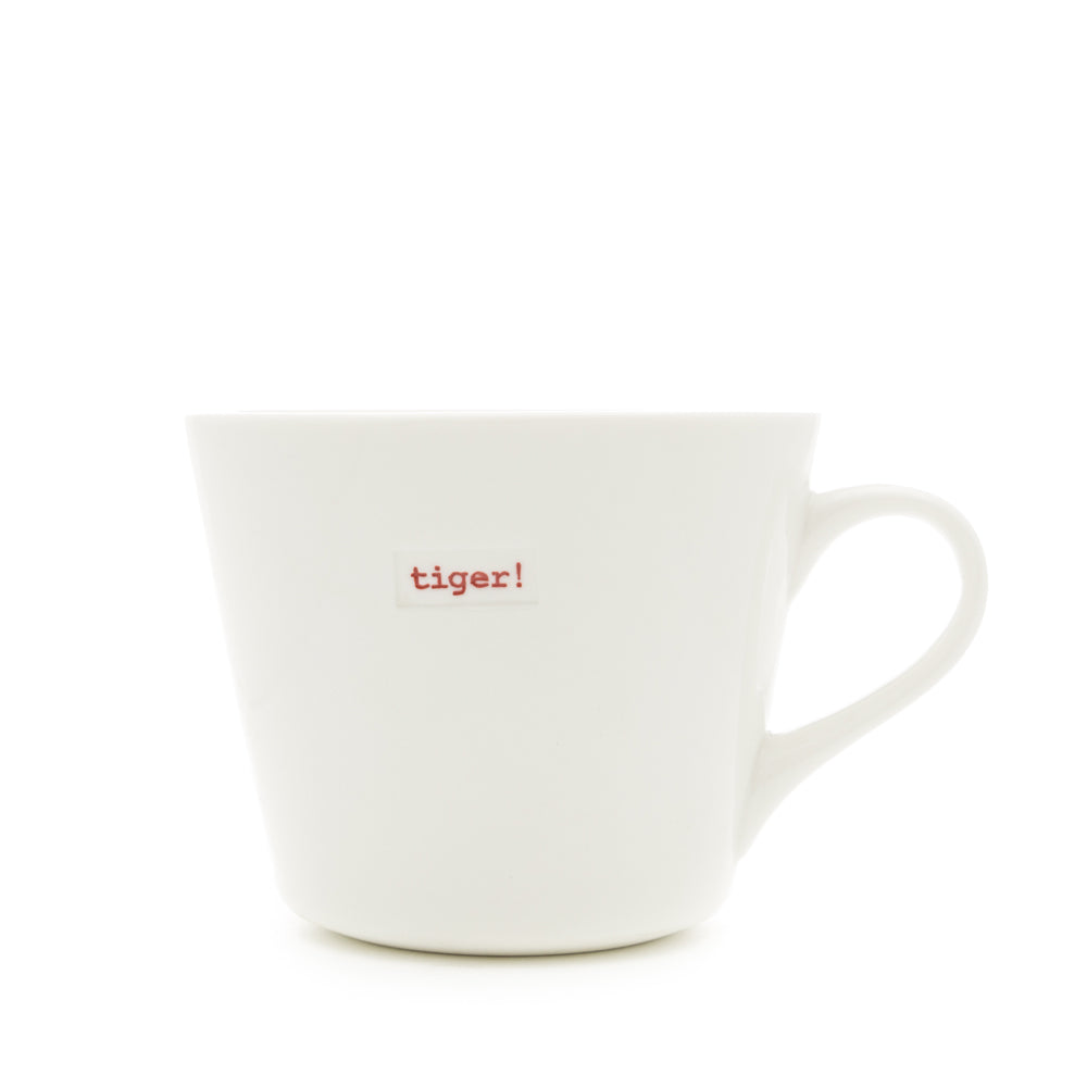 Keith Brymer Jones - Word Range - Standard Ceramic White Mug - tiger! - 350ml - Gift Boxed