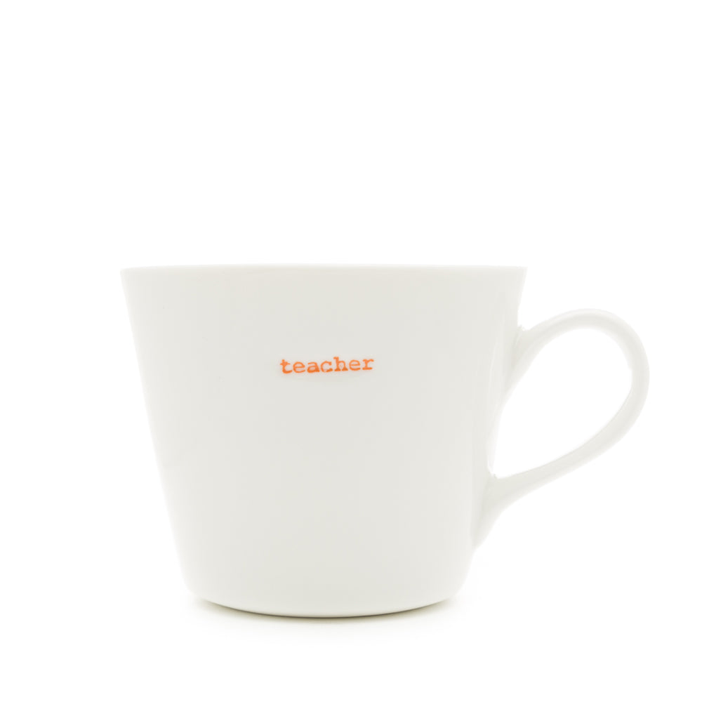 Keith Brymer Jones - Word Range - Standard Ceramic White Mug - teacher - 350ml - Gift Boxed