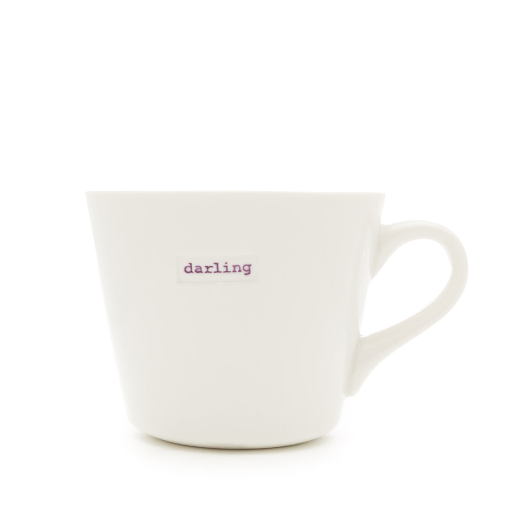 Keith Brymer Jones - Word Range - Standard Ceramic White Mug - darling - 350ml - Gift Boxed