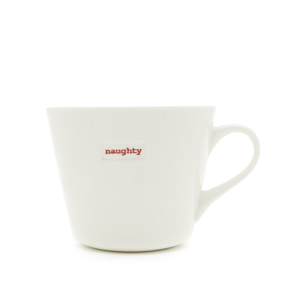 Keith Brymer Jones - Word Range - Standard Ceramic White Mug - naughty - 350ml - Gift Boxed