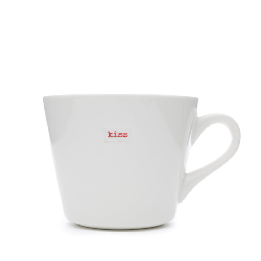 Keith Brymer Jones - Word Range - Standard Ceramic White Mug - kiss - 350ml - Gift Boxed