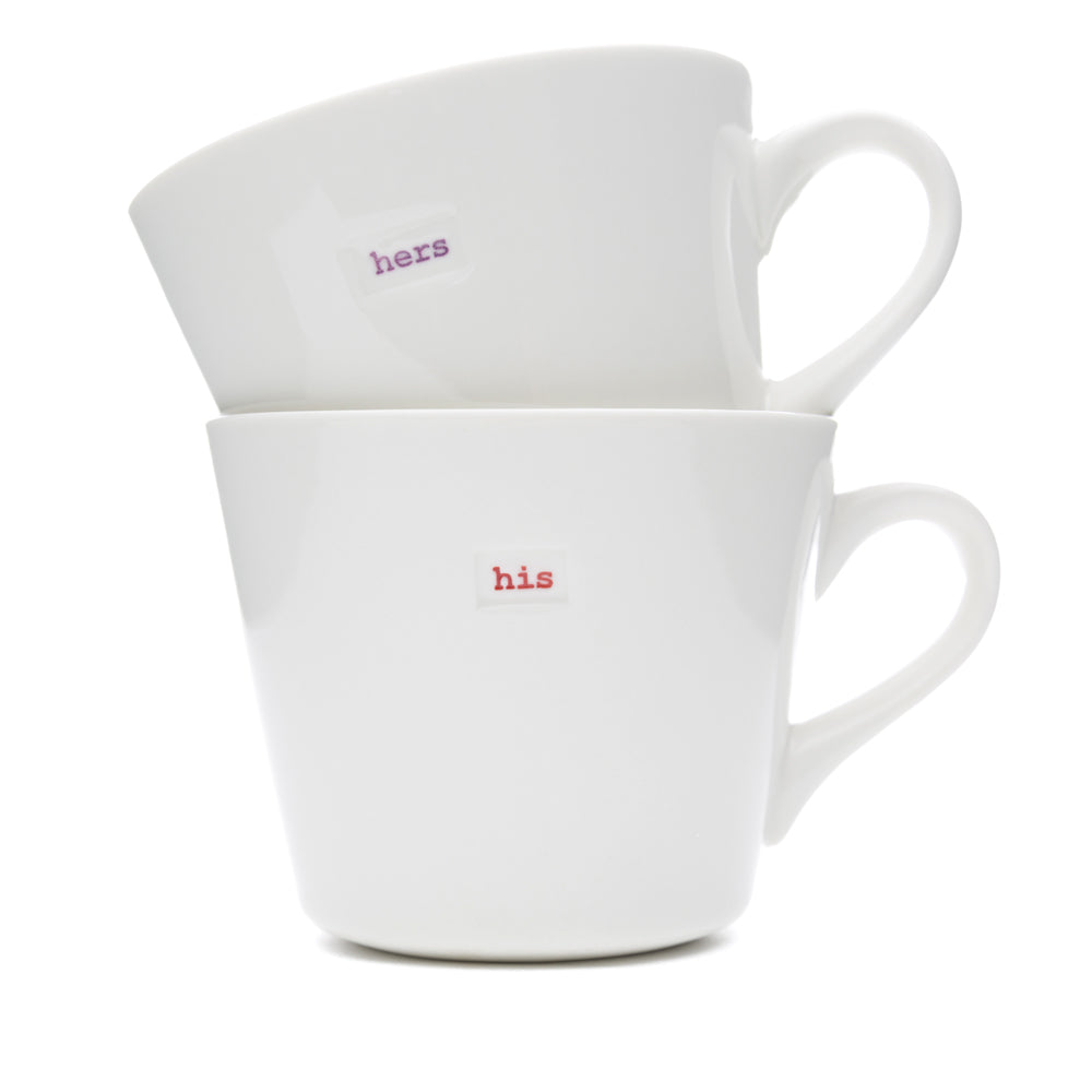 Bucket Mug Medium Pair - 350ml - His (Red) & Hers (Lilac)