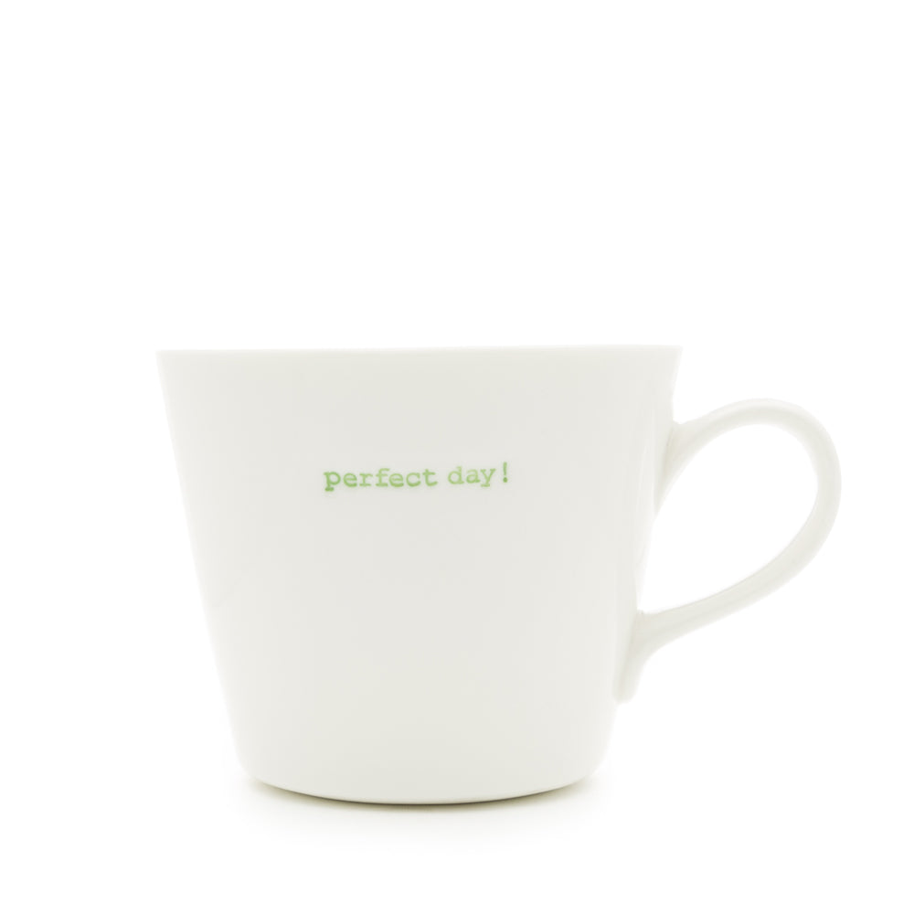 Keith Brymer Jones - Word Range - Standard Ceramic White Mug - perfect day! - 350ml - Gift Boxed