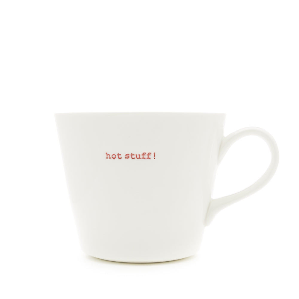 Keith Brymer Jones - Word Range - Standard Ceramic White Mug - hot stuff! - 350ml - Gift Boxed