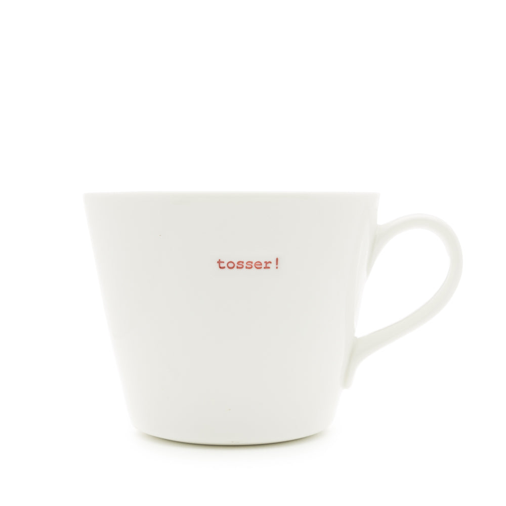 Keith Brymer Jones - Rude Word Range - Standard Ceramic White Mug - tosser! (red) - 350ml - Gift Boxed