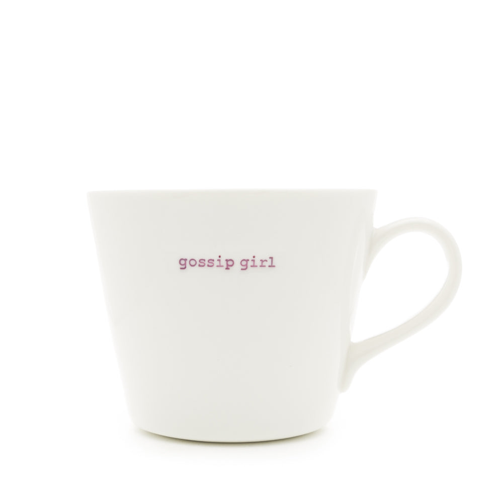 Keith Brymer Jones - Word Range - Standard Ceramic White Mug - gossip girl - 350ml - Gift Boxed