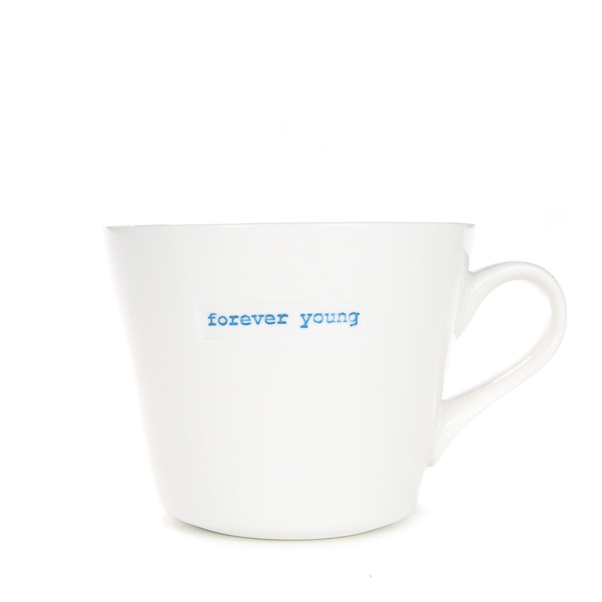 Keith Brymer Jones - Word Range - Standard Ceramic White Mug - forever young - 350ml - Gift Boxed