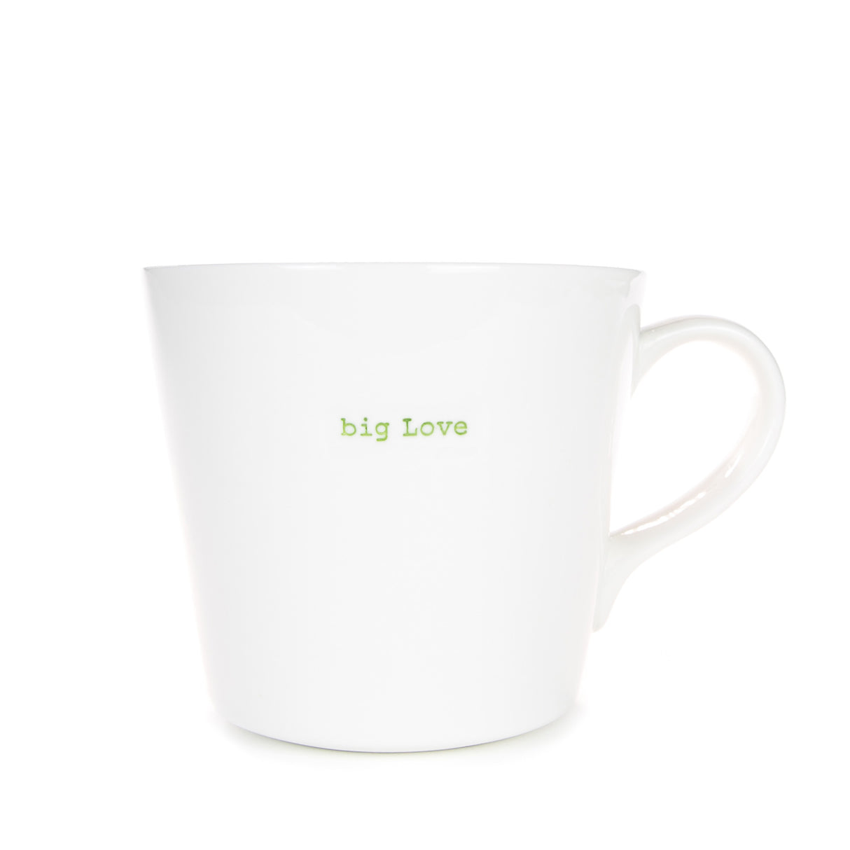 Keith Brymer Jones - Word Range - Large Ceramic White Mug - big love (green) - 500ml - Gift Boxed