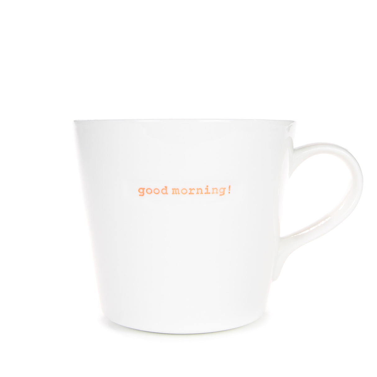 Keith Brymer Jones - Word Range - Large Ceramic White Mug - good morning! (orange) - 500ml - Gift Boxed