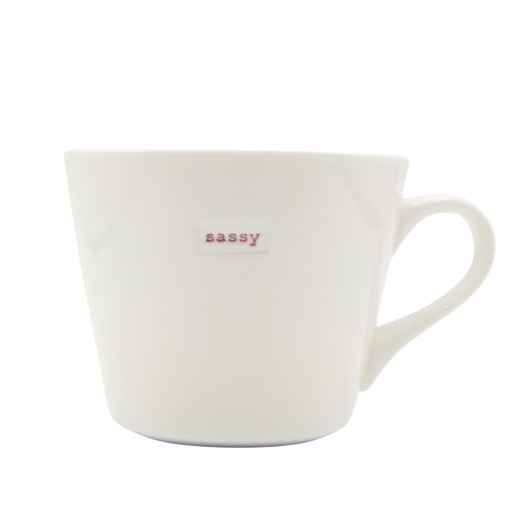 Keith Brymer Jones - Word Range - Standard Ceramic White Mug - sassy - 350ml - Gift Boxed