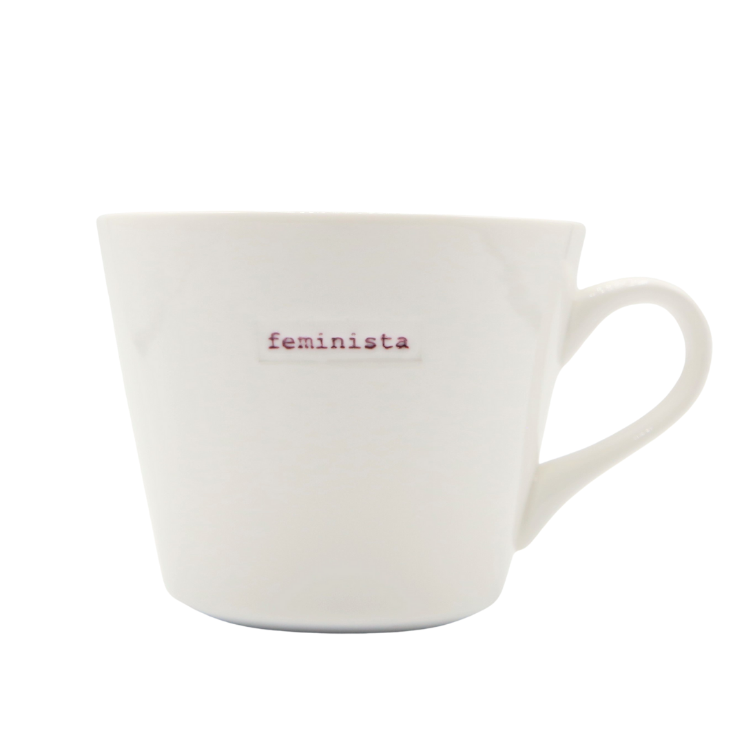 Keith Brymer Jones - Word Range - Standard Ceramic White Mug - feminista - 350ml - Gift Boxed