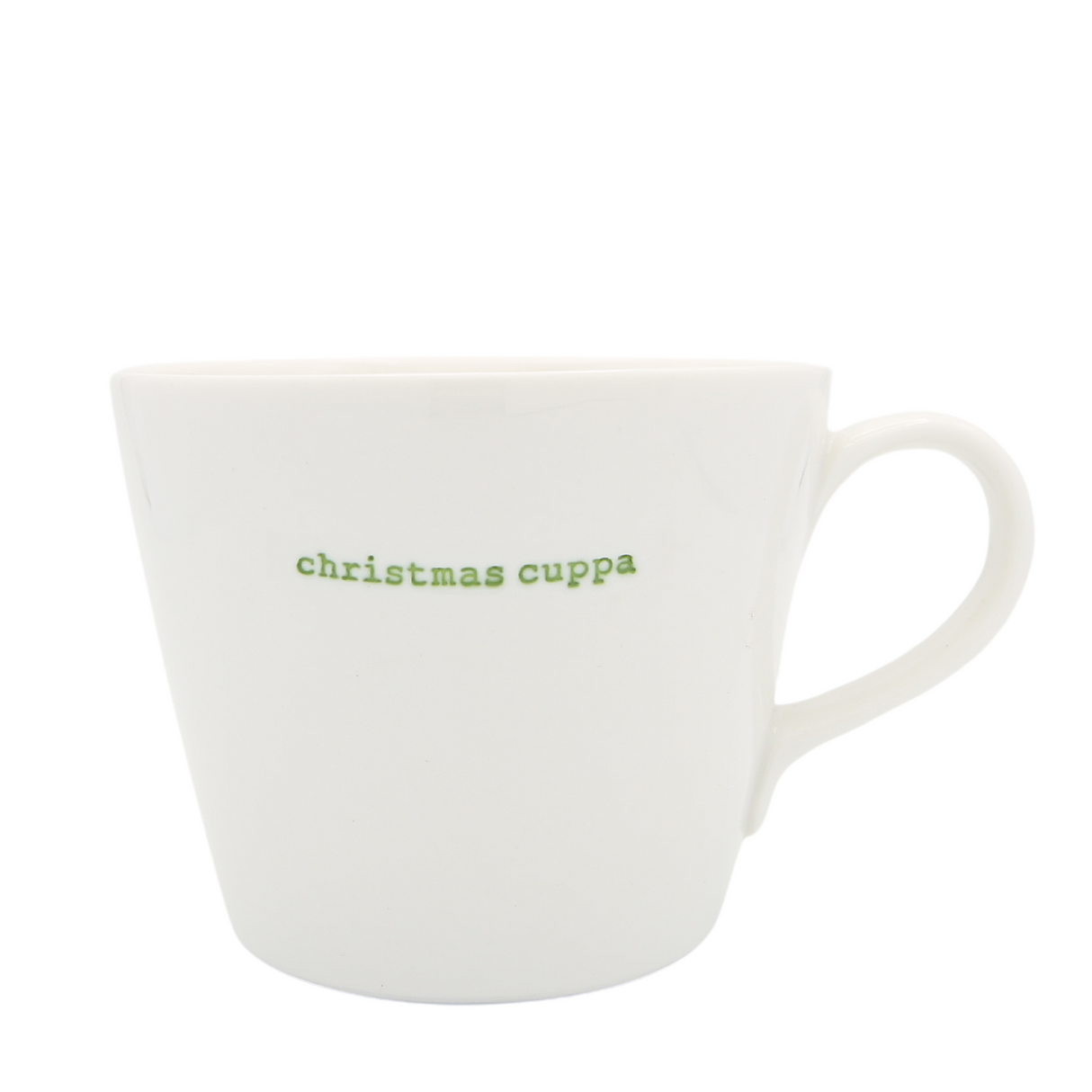 Keith Brymer Jones - Christmas Word Range - Standard Ceramic White Mug - christmas cuppa (green) - 350ml - Gift Boxed