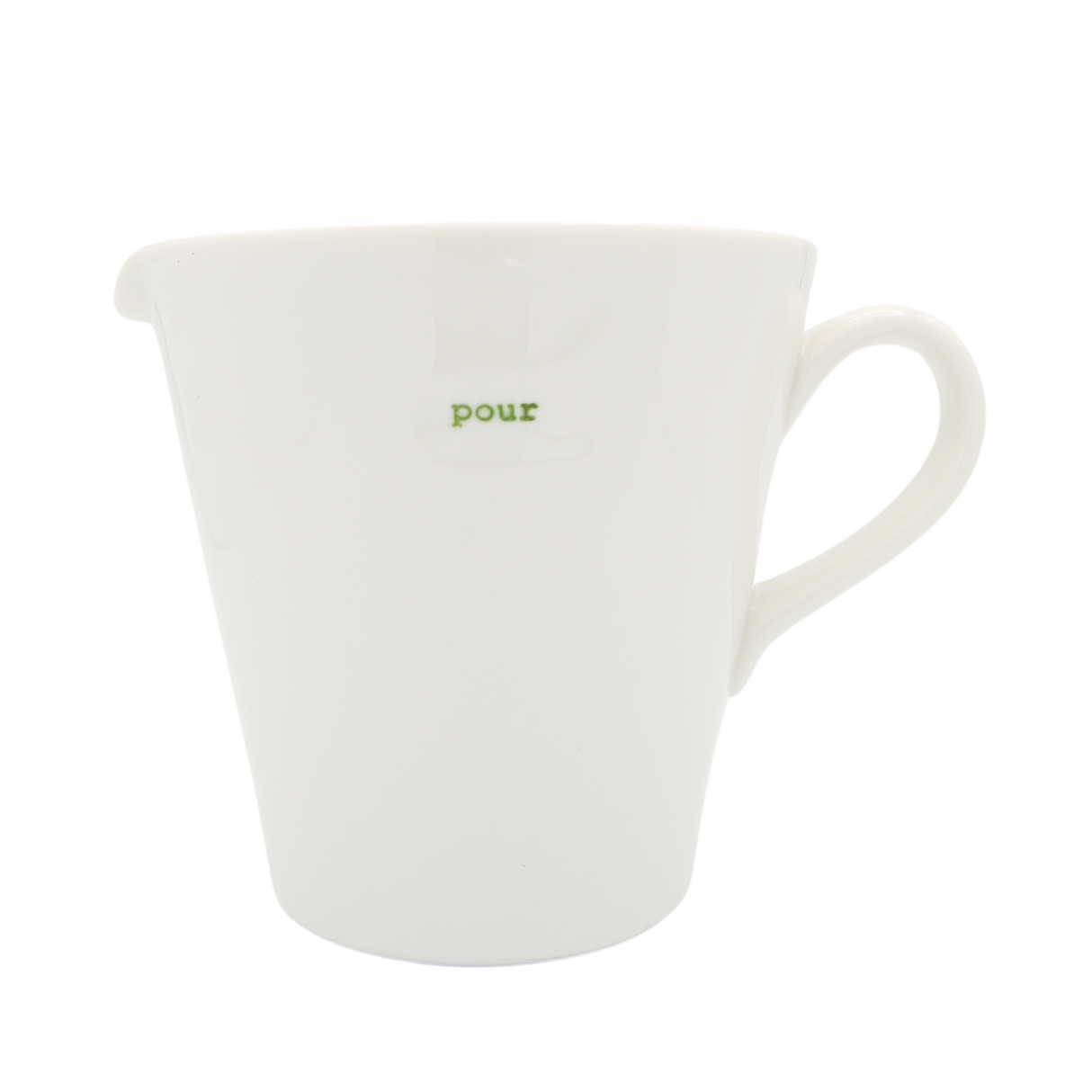 Keith Brymer Jones - Word Range - Large Ceramic White Jug - pour (green) - 500ml - Gift Boxed
