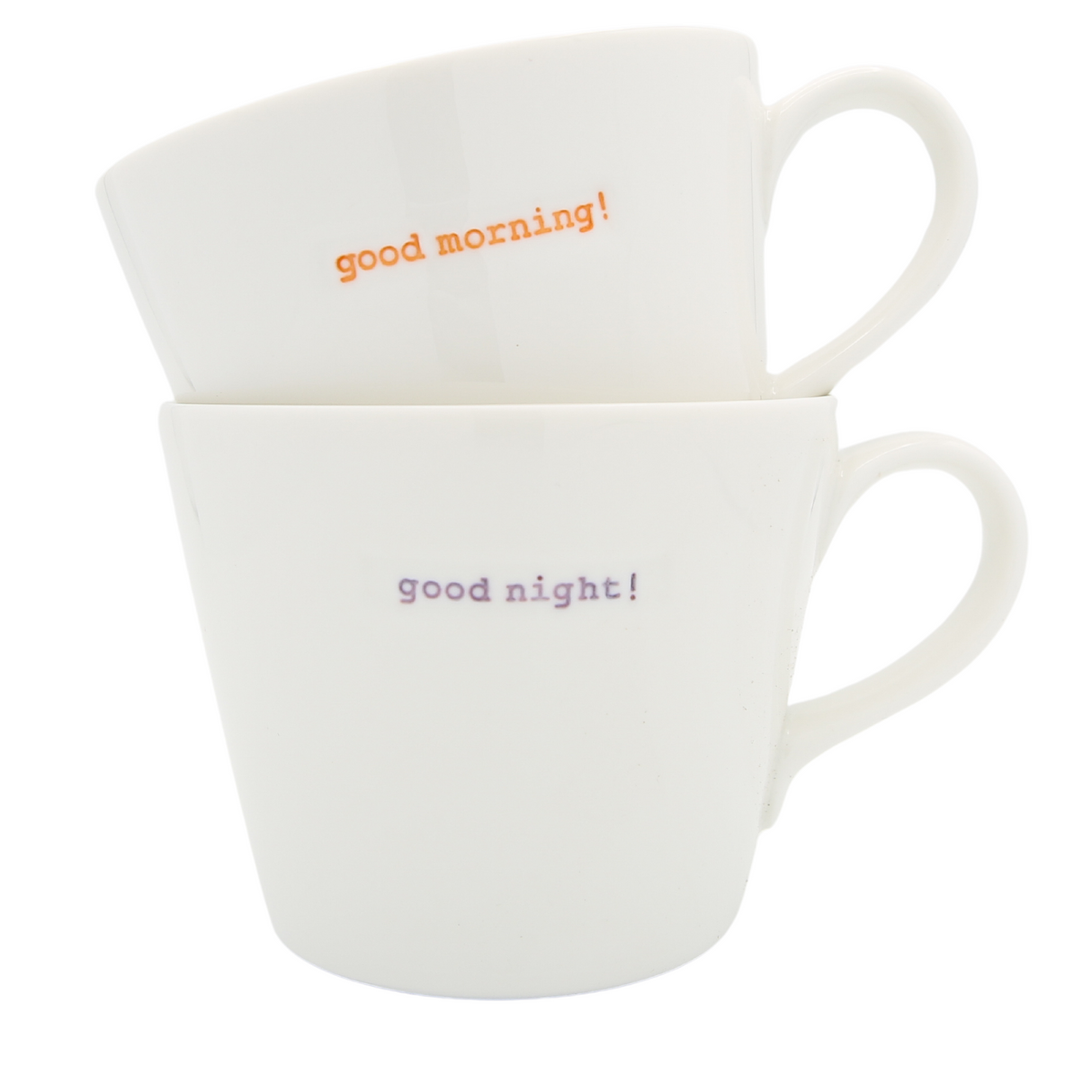 Keith Brymer Jones Bucket Mug Pair 350ml - good morning! (orange) good night! (lilac)