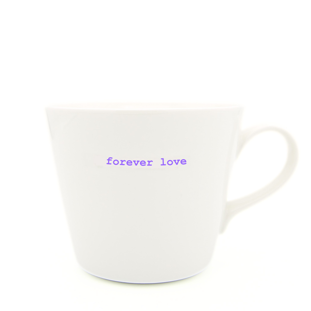 Keith Brymer Jones - Word Range - Standard Ceramic White Mug - forever love - 350ml - Gift Boxed