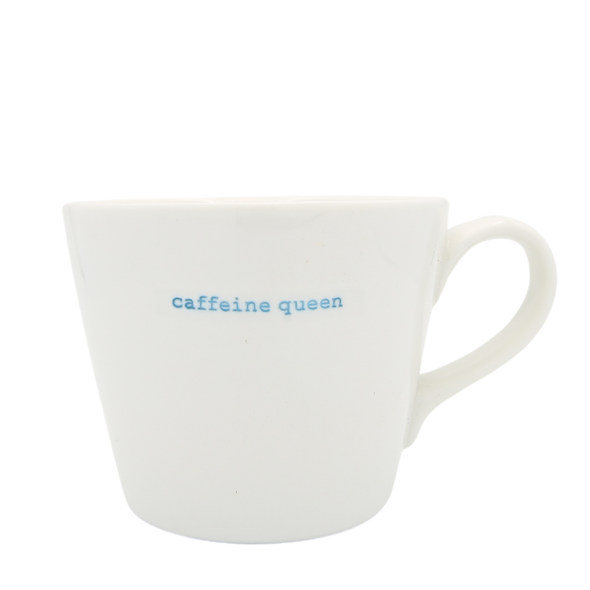 Keith Brymer Jones - Word Range - Standard Ceramic White Mug - caffeine queen (blue) - 350ml - Gift Boxed