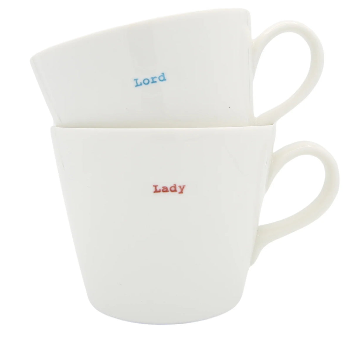 Bucket Mug Medium Pair - 350ml - Lord (Blue) & Lady (Red)