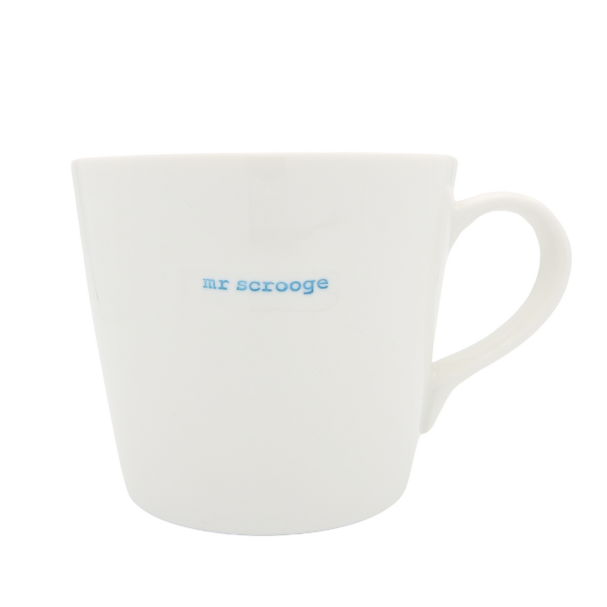 Keith Brymer Jones - Christmas Word Range - Large Ceramic White Mug - mr scrooge (blue) - 500ml - Gift Boxed