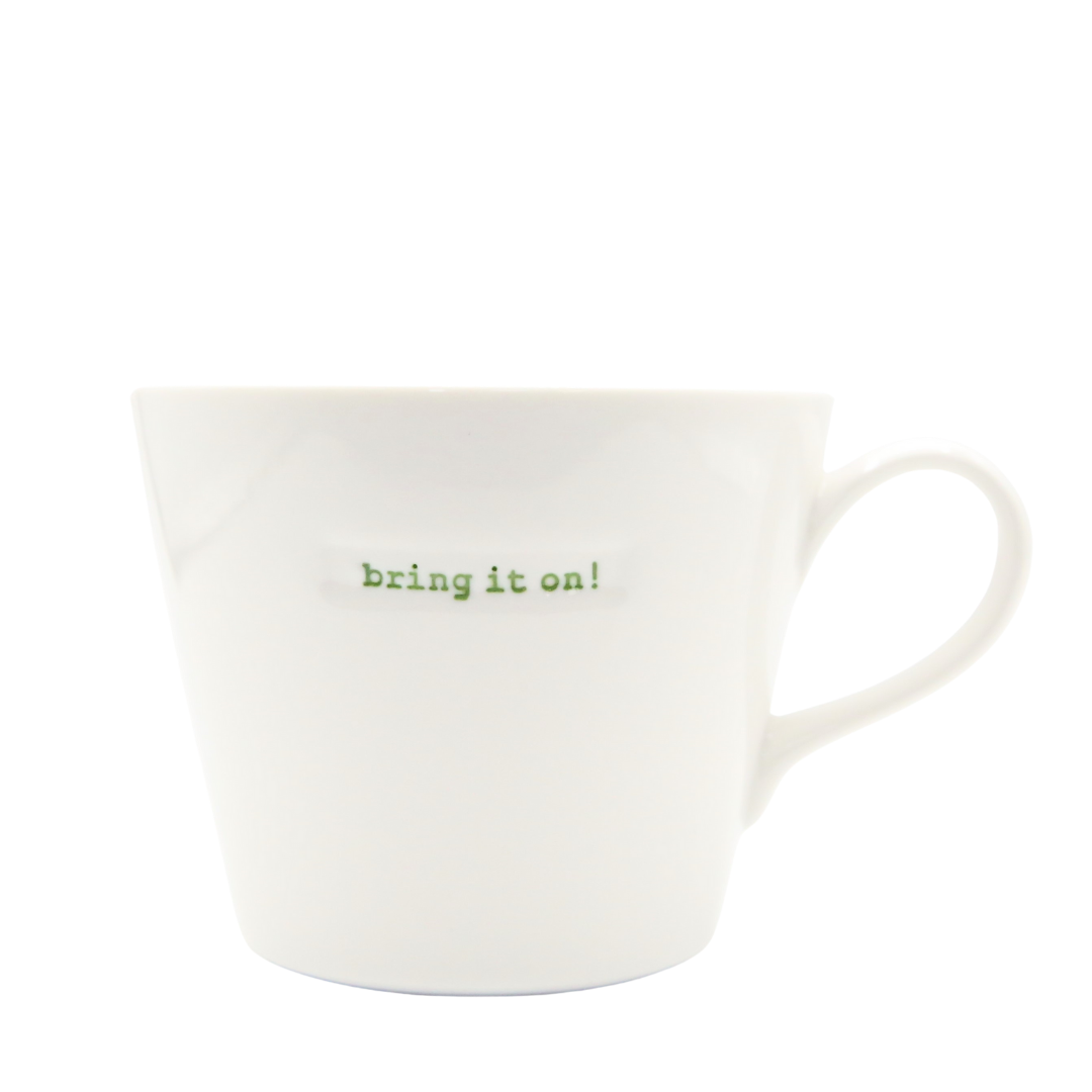 Keith Brymer Jones - Word Range - Standard Ceramic White Mug - bring it on! - 350ml - Gift Boxed
