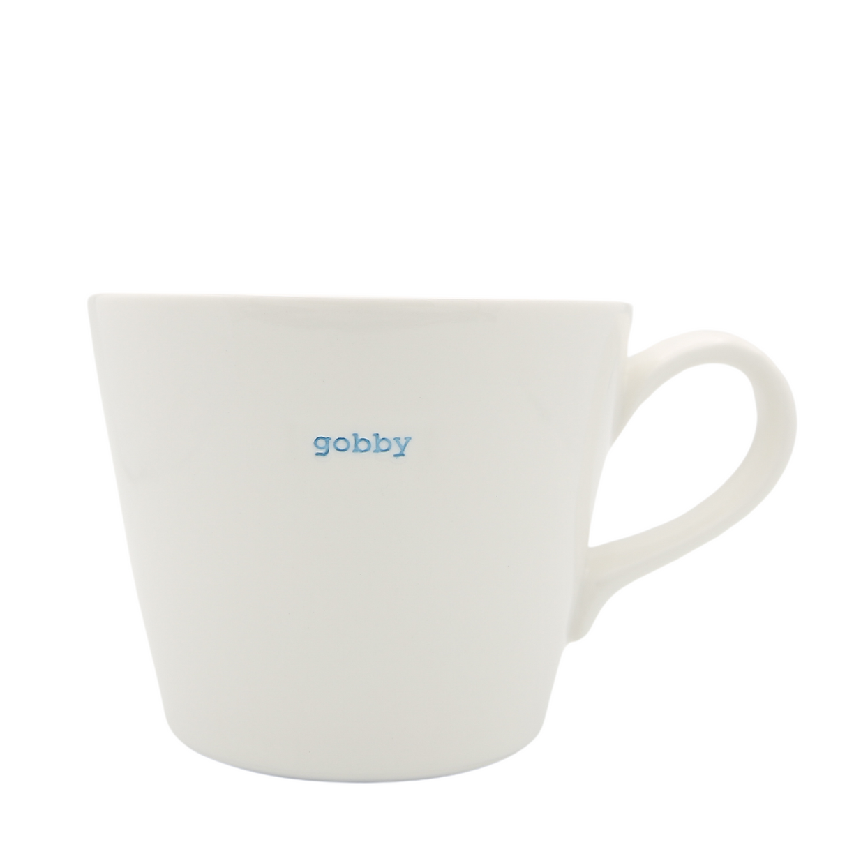 Keith Brymer Jones - Word Range - Standard Ceramic White Mug - gobby (blue) - 350ml - Gift Boxed