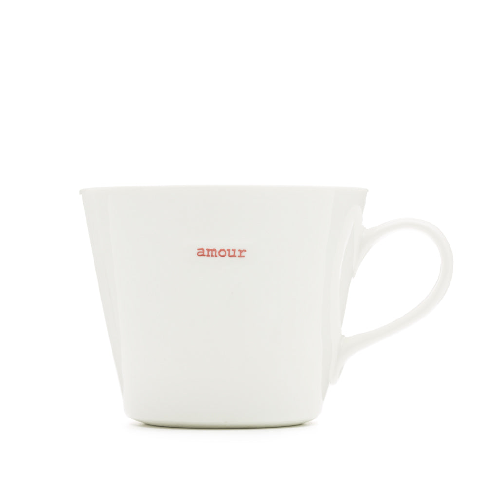 Keith Brymer Jones - French/Francais Word Range - Standard Ceramic White Mug - amour - 350ml - Gift Boxed