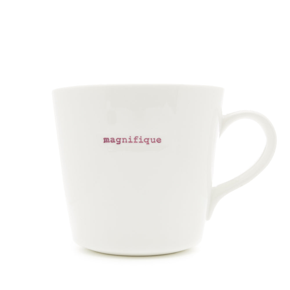 Keith Brymer Jones - French/Francais Word Range - Large Ceramic White Mug - magnifique - 500ml - Gift Boxed