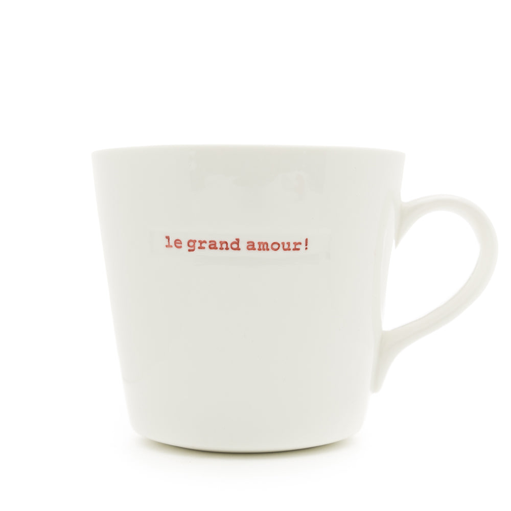 Keith Brymer Jones - French/Francais Word Range - Large Ceramic White Mug - le grand amour! - 500ml - Gift Boxed