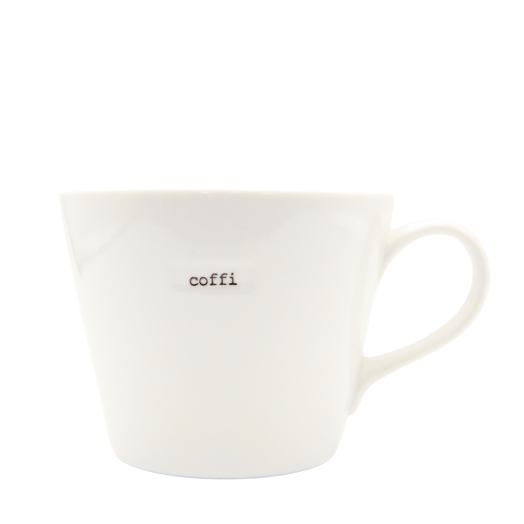 Keith Brymer Jones - Welsh/Cymraeg Word Range - Standard Ceramic White Mug - coffi - 350ml - Gift Boxed