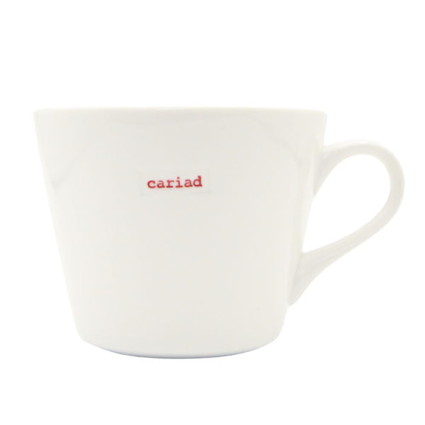 Keith Brymer Jones - Welsh/Cymraeg Word Range - Standard Ceramic White Mug - cariad - 350ml - Gift Boxed
