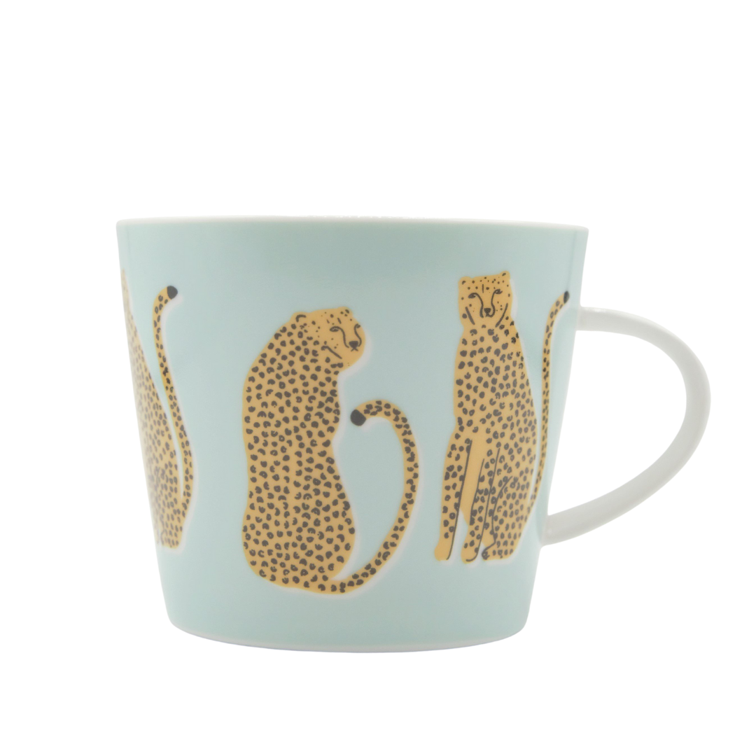 Scion Living - Keith Brymer Jones Collaboration Range - Lionel Leopard Ceramic Mug - Mint - 350ml