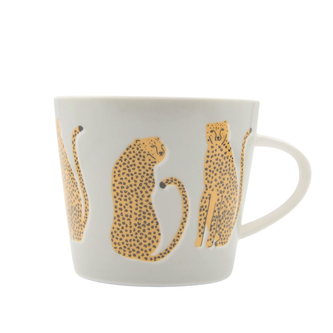 Scion Living - Keith Brymer Jones Collaboration Range - Lionel Leopard Ceramic Mug - Grey - 350ml
