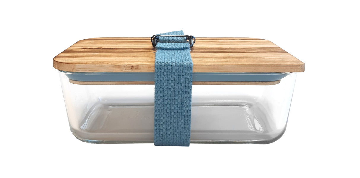 Lunch box with belt and seperator - blue