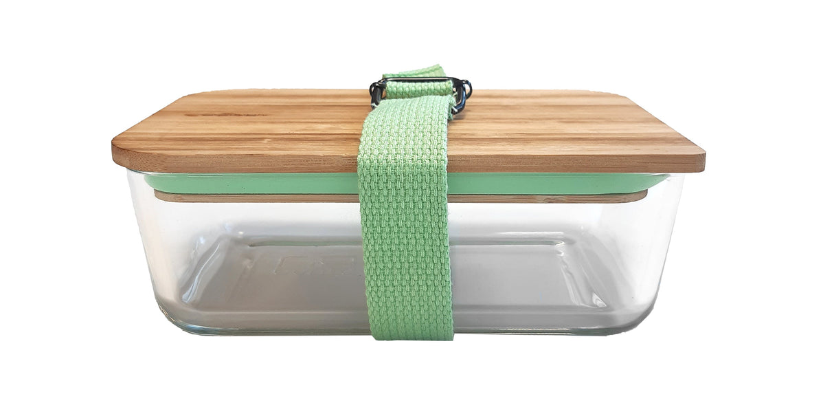 Lunch box with belt and seperator - green
