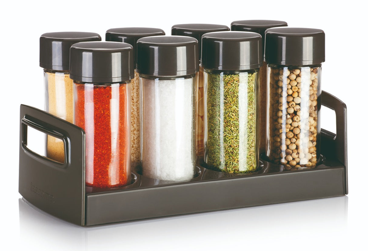 Spice Jars In Stand  Anthracite 8 Pcs Season
