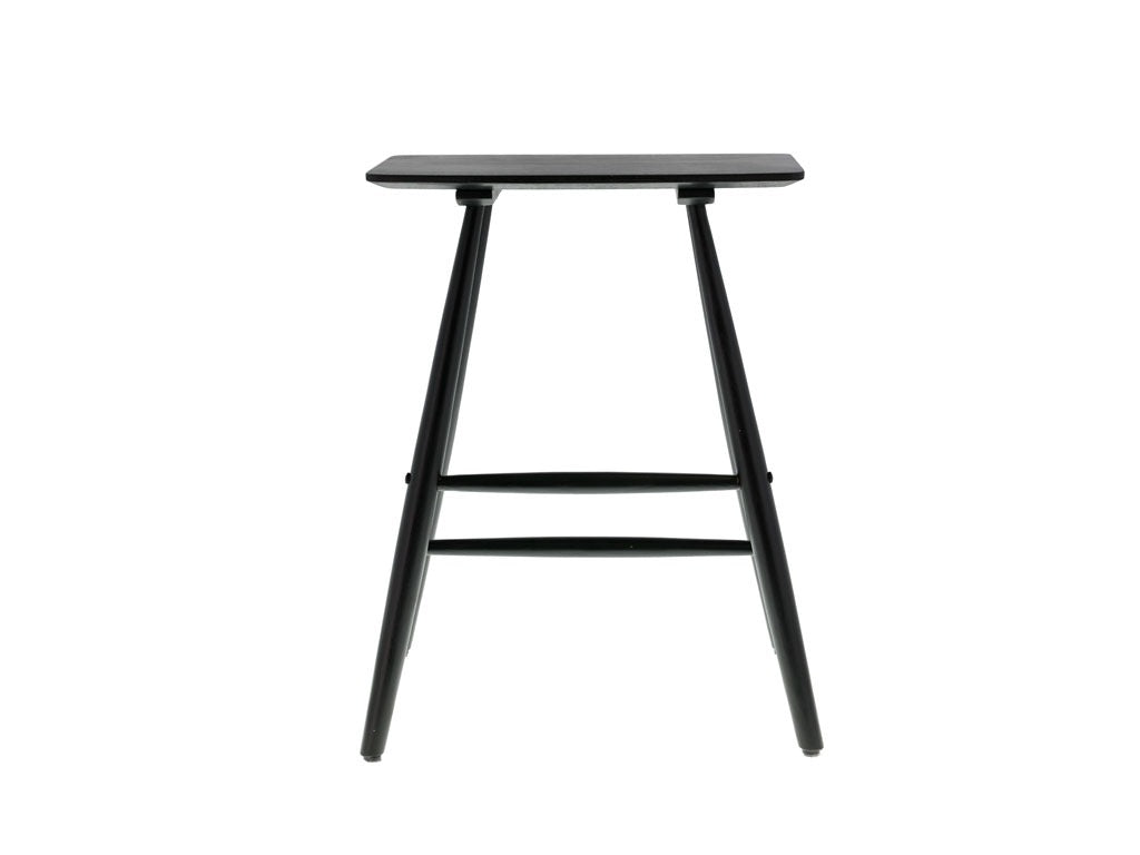 High Stool Bast 46.5x28x64cm Black Solid Oak