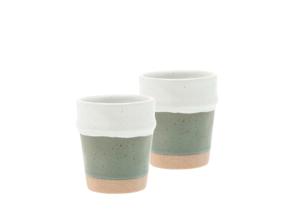 Espresso cup Evig 0.1 liter 2 pcs Green/White Porcelain