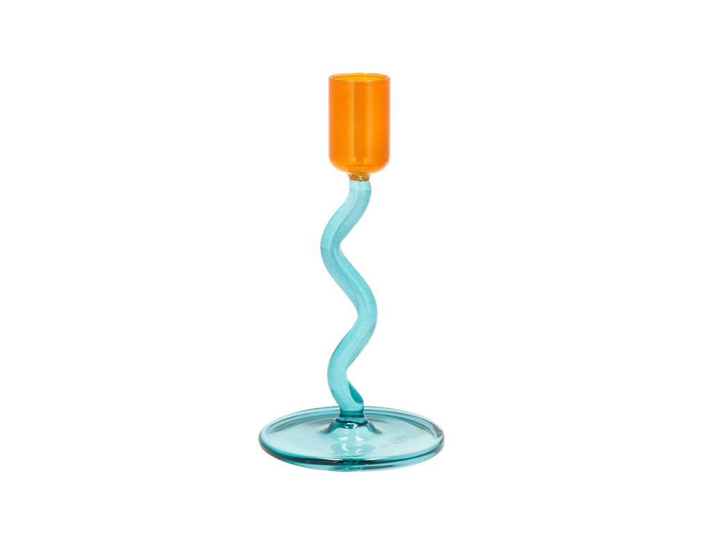 Glass candlestick Styles 8.5 x 15.3 cm Blue/Amber