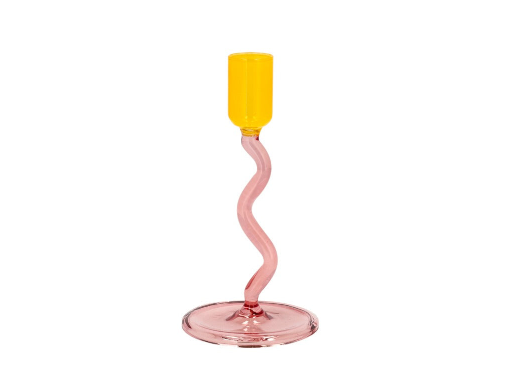 Glass candlestick Styles 8.5 x 15.3 cm Rose/Yellow