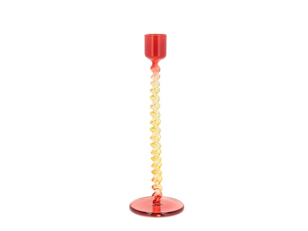 Glass candlestick Styles 7.4 x 20.3 cm Yellow/Red