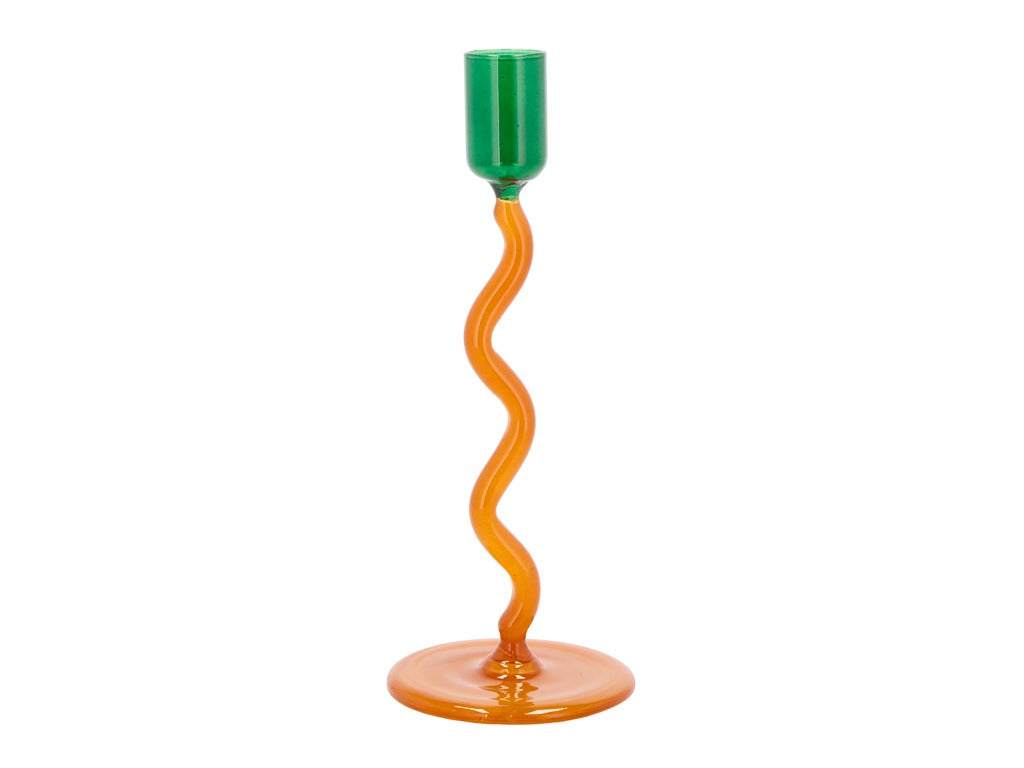 Glass candlestick Styles 8.5 x 19.6 cm Green/Amber