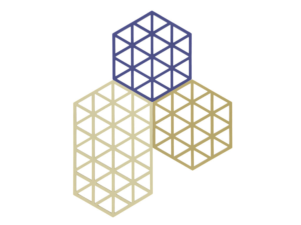 Trivet Triangles 3 pcs Khaki/Warm sand/Indigo